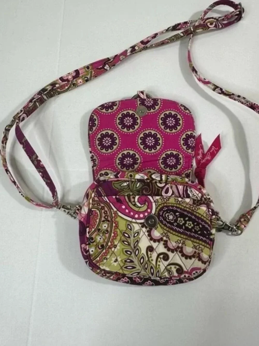 Vera Bradley Pink and Purple Crossbody Bag with Floral Elegance